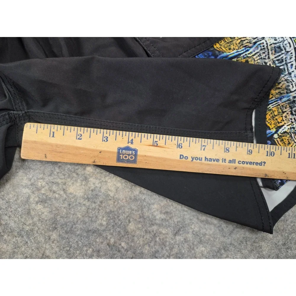 Tormenter Mens Marlin Graphic Board Shorts Black Blue Yellow Size 36 Swim Trunks